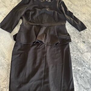 Calvin Klein Black Peplum Sheath Dress Sz 14